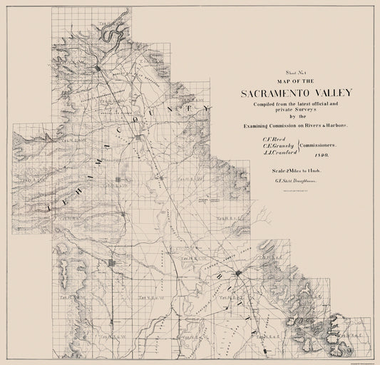 Historic State Map - Sacramento Valley California - Britton and Rey 1890 - 23.94 x 23 - Vintage Wall Art