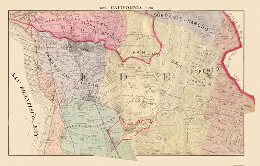 Historic City Map - San Leandro San Lorenzo California - Thompson 1878 - 36.06 x 23 - Vintage Wall Art