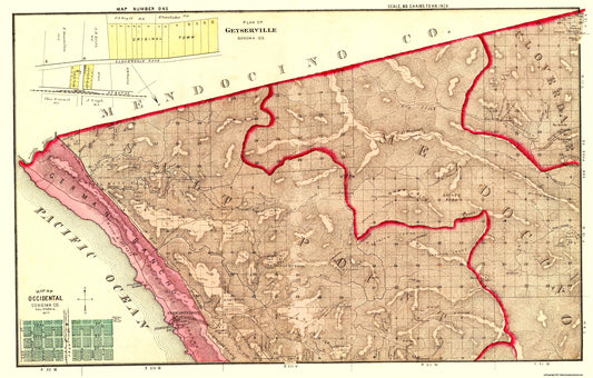 Historic City Map - Salt Point Mendocino Cloverdale California - Thompson 1877 - 36.13 x 23 - Vintage Wall Art