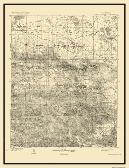 Topographical Map - San Gorgonio California Quad - USGS 1902 - 23 x 29.75 - Vintage Wall Art