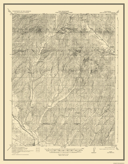 Topographical Map - San Miguel California Quad - USGS 1919 - 23 x 29.31 - Vintage Wall Art