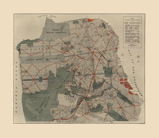 Historic City Map - San Francisco California - Burnham 1905 - 23 x 26.54 - Vintage Wall Art