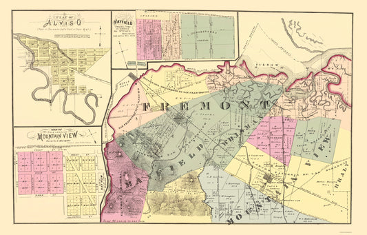 Historic County Map - Fremont County California - Thompson 1876 - 23 x 35.93 - Vintage Wall Art