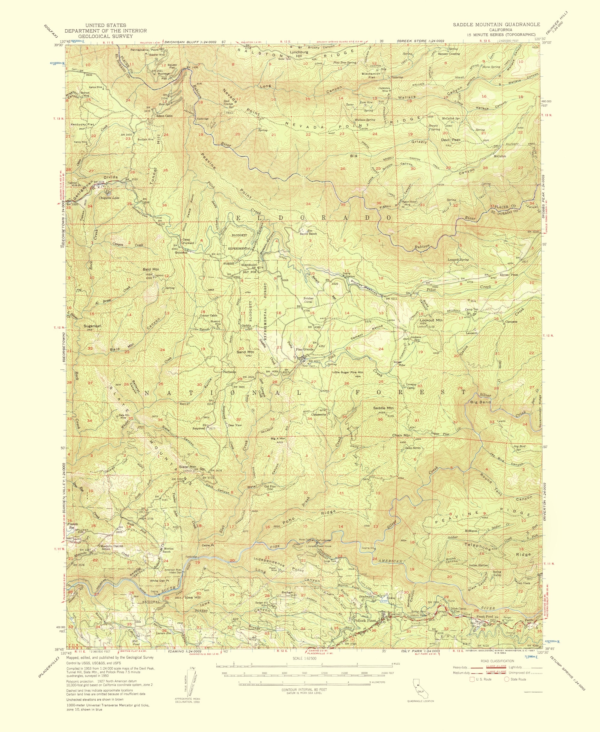 Saddle Ridge Map Topographical Map - Saddle Mountains California Quad - USGS 1956 - 23 ...