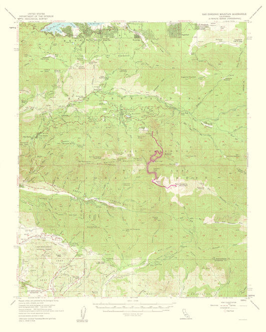 Topographical Map - San Gorgonio Mountains California Quad - USGS 1963 - 23 x 28.67 - Vintage Wall Art