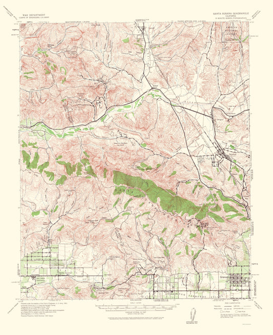 Topographical Map - Santa Susana California Quad - USGS 1964 - 23 x 28.25 - Vintage Wall Art