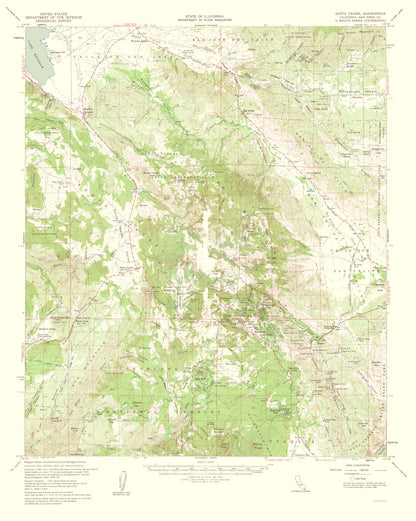 Topographical Map - Santa Ysabel California Quad - USGS 1962 - 23 x 28.80 - Vintage Wall Art