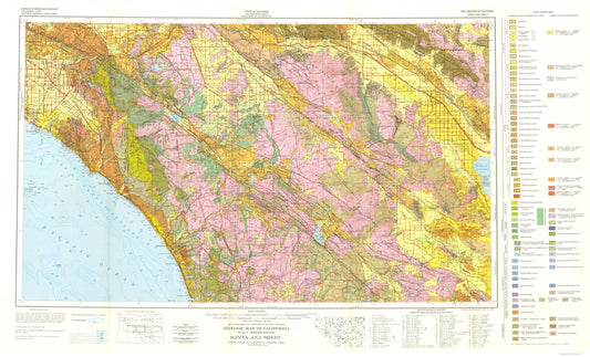 Historic Mine Map - Santa Ana California Mines Sheet - Rogers 1958 - 37.98 x 23 - Vintage Wall Art