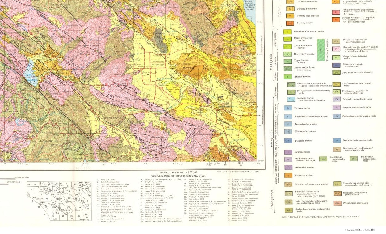 Historic Mine Map - Santa Ana California Mines Sheet - Rogers 1958 - 37.98 x 23 - Vintage Wall Art