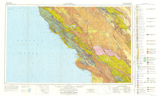 Historic Mine Map - San Luis Obispo California Mines Sheet - Jennings 1955 - 37.88 x 23 - Vintage Wall Art