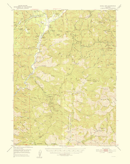 Topographical Map - Schell Mountain California Quad - USGS 1956 - 23 x 28.90 - Vintage Wall Art