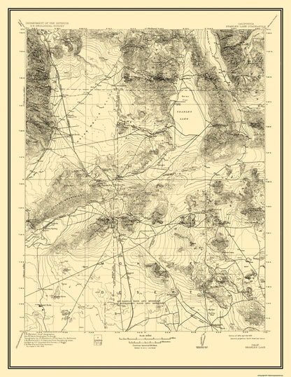 Topographical Map - Searles Lake California Quad - USGS 1915 - 23 x 29.75 - Vintage Wall Art