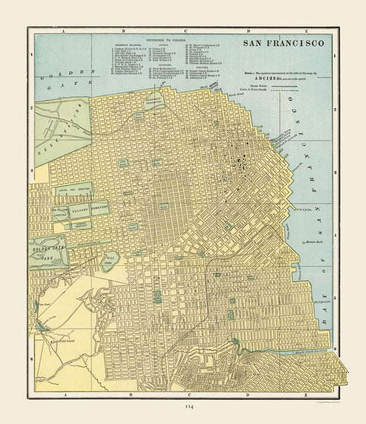 Historic City Map - San Francisco California - Cram 1892 - 23 x 26.61 - Vintage Wall Art