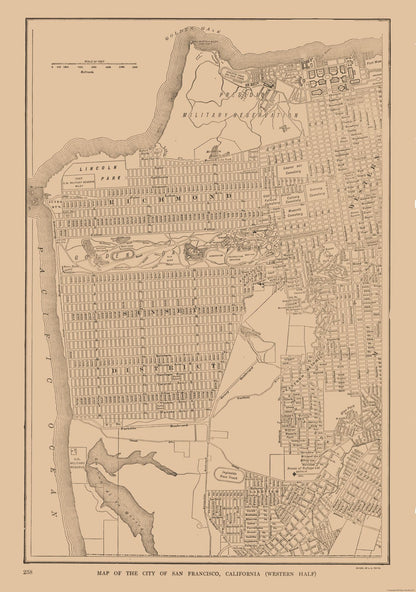 Historic City Map - West San Francisco California - Reynold 1921 - 23 x 32.74 - Vintage Wall Art