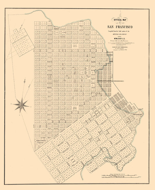 Historic City Map - San Francisco California - Eddy 1849 - 23 x 28.17 - Vintage Wall Art