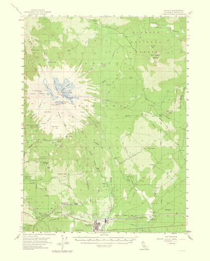 Topographical Map - Shasta California Quad - USGS 1964 - 23 x 28.66 - Vintage Wall Art