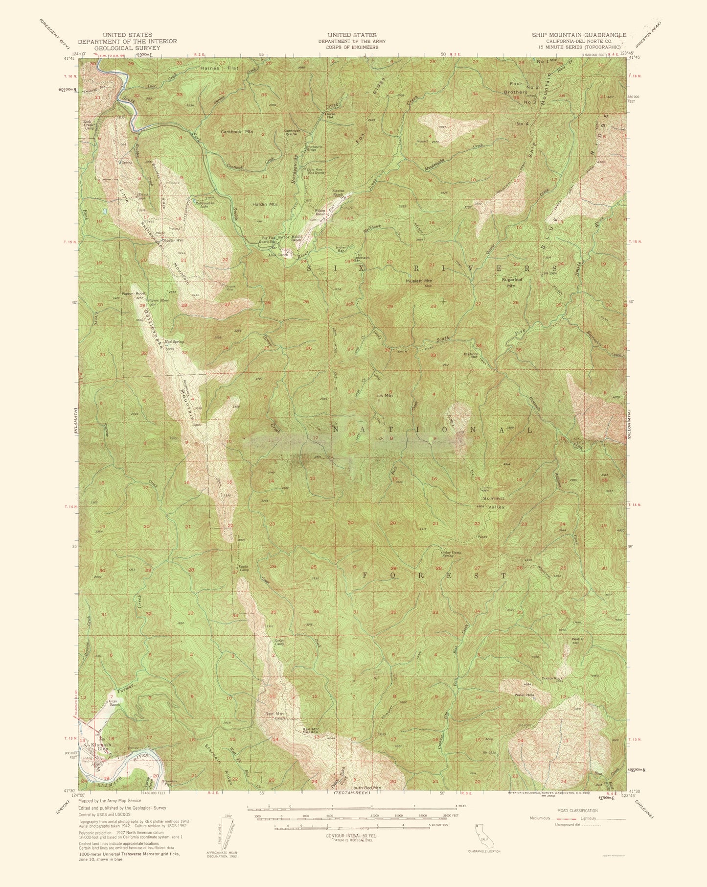 Topographical Map - Ship Mountain California Quad - USGS 1962 - 23 x 28.83 - Vintage Wall Art