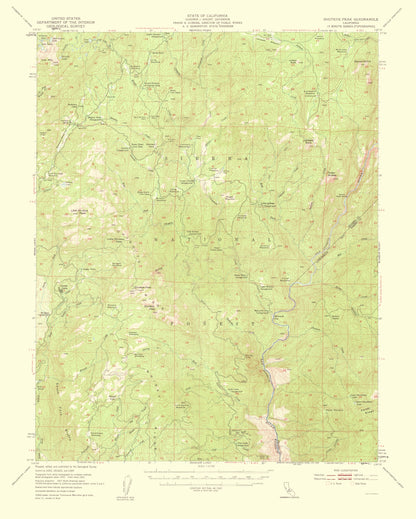 Topographical Map - Shuteye Peak California Quad - USGS 1959 - 23 x 28.67 - Vintage Wall Art