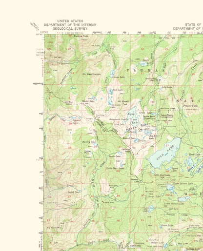 Topographical Map - Sierra City California Quad - USGS 1955 - 23 x 28.46 - Vintage Wall Art