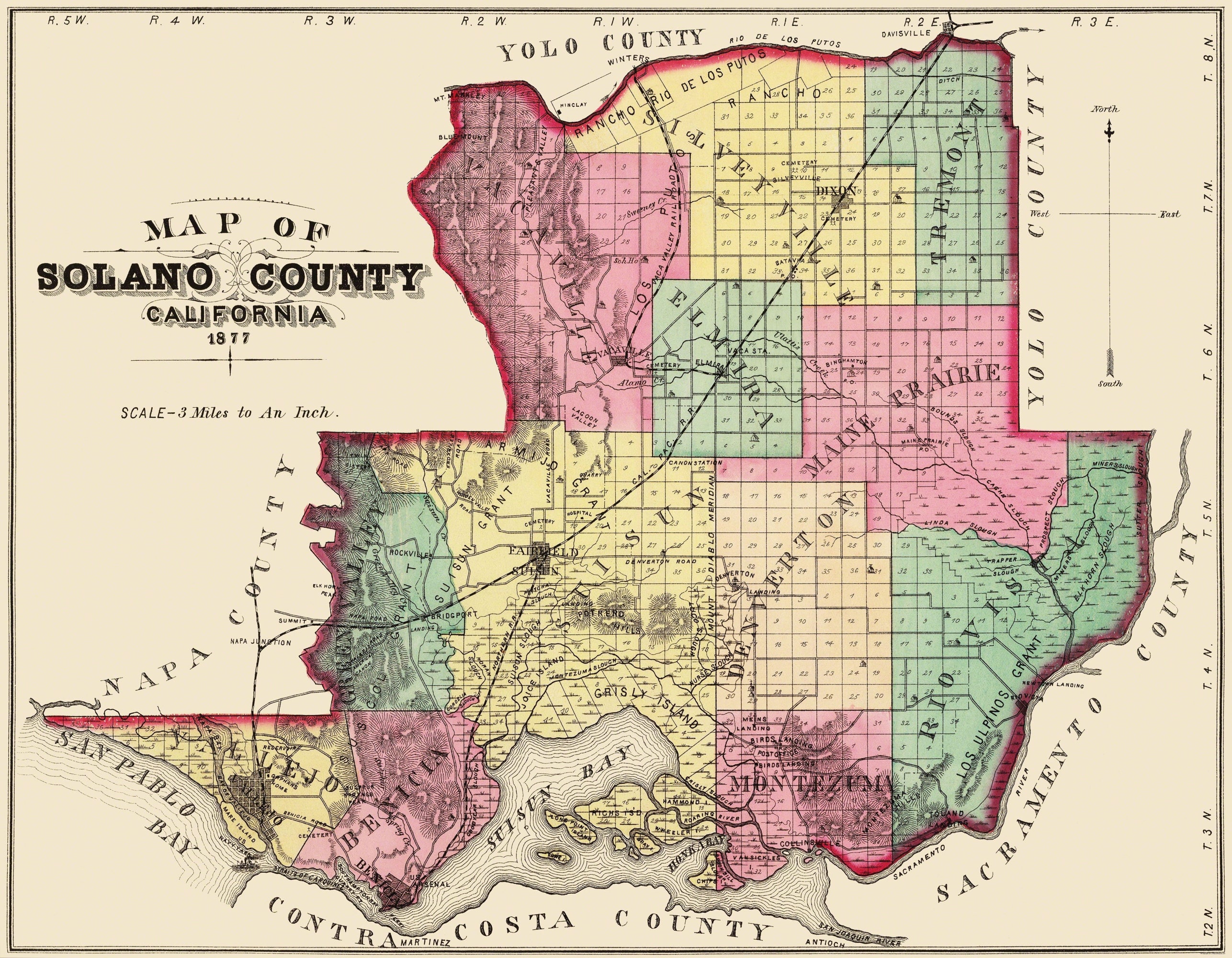 Solano Map Historic County Map - Solano County California - Thompson 1877 - 29.56 ...