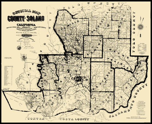 Historic County Map - Solano County California - Eager 1890 - 28.06 x 23 - Vintage Wall Art