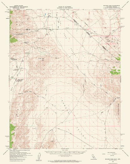 Topographical Map - Soldier Pass California Quad - USGS 1958 - 23 x 29.06 - Vintage Wall Art