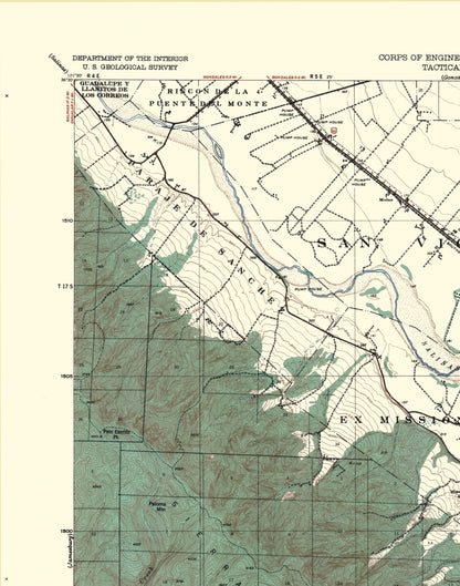 Topographical Map - Soledad California Quad - USGS 1940 - 23 x 29.28 - Vintage Wall Art