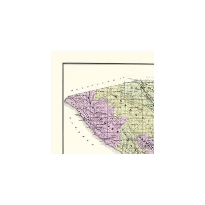 Historic County Map - Sonoma County California - Thompson 1877 - 23 x 23.17 - Vintage Wall Art