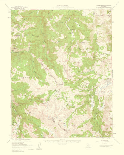 Topographical Map - Sonora Pass California Quad - USGS 1961 - 23 x 28.73 - Vintage Wall Art