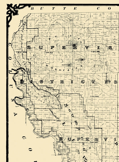 Historic County Map - Sutter County California - Pennington 1873 - 23 x 31.25 - Vintage Wall Art