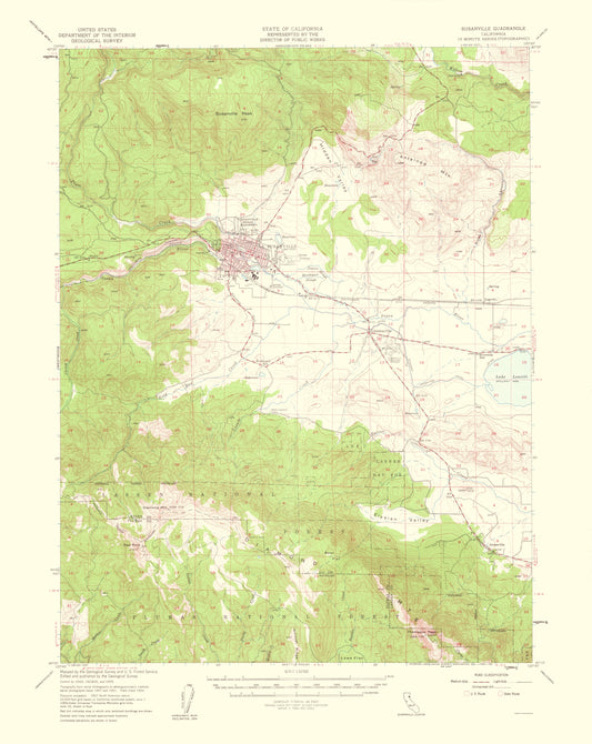 Topographical Map - Susanville California Quad - USGS 1954 - 23 x 28.90 - Vintage Wall Art