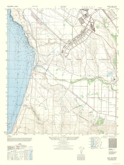 Topographical Map - Surf Sheet - US Army 1947 - 23 x 30.63 - Vintage Wall Art