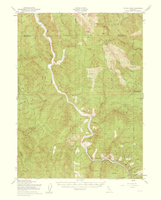 Topographical Map - Tactah Creek California Quad - USGS 1961 - 23 x 28.65 - Vintage Wall Art