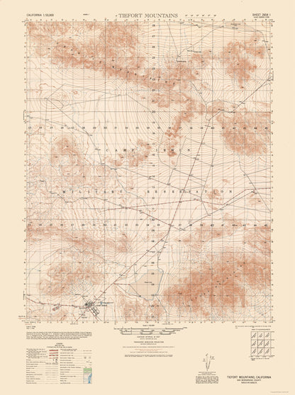 Topographical Map - Tiefort Mountains Sheet - US Army 1948 - 23 x 30.85 - Vintage Wall Art