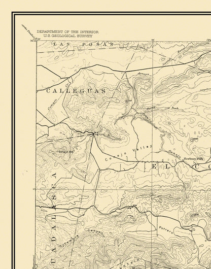 Topographical Map - Triunfo Pass California Quad - USGS 1921 - 23 x 29.31 - Vintage Wall Art