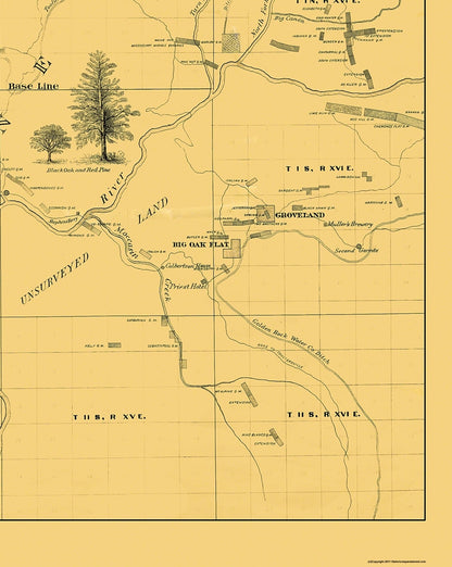 Historic County Map - Tuolumne County California - Dart 1878 - 23 x 28.88 - Vintage Wall Art