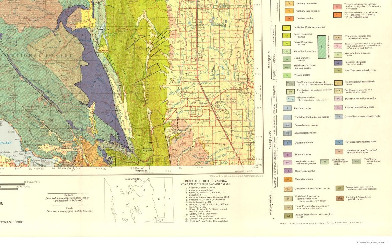 Historic Mine Map - Ukiah California Mines Sheet - Jennings 1957 - 36.56 x 23 - Vintage Wall Art