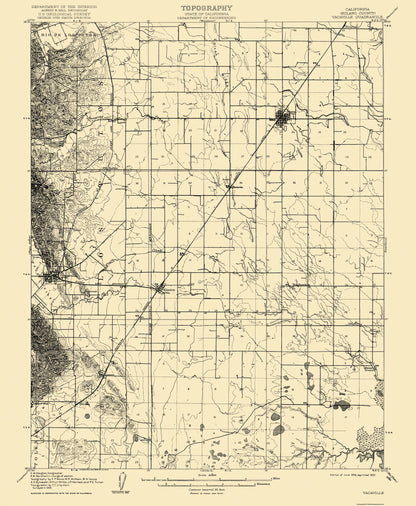 Topographical Map - Vacaville California Quad - USGS 1908 - 23 x 27.94 - Vintage Wall Art