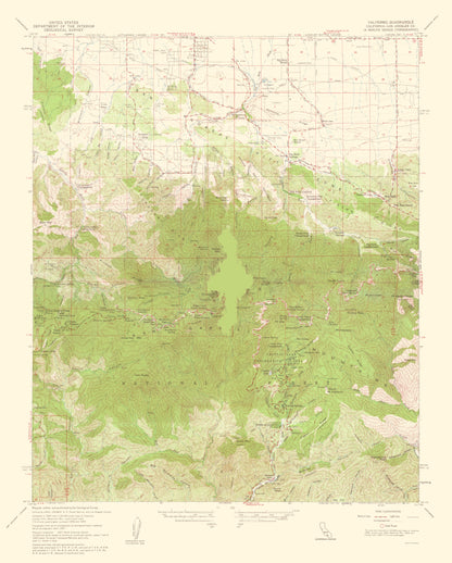 Topographical Map - Valyermo California Quad - USGS 1960 - 23 x 28.64 - Vintage Wall Art