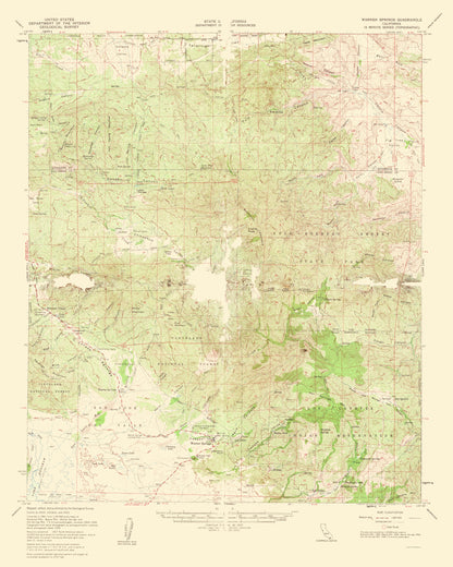 Topographical Map - Warner Springs California Quad - USGS 1961 - 23 x 28.77 - Vintage Wall Art