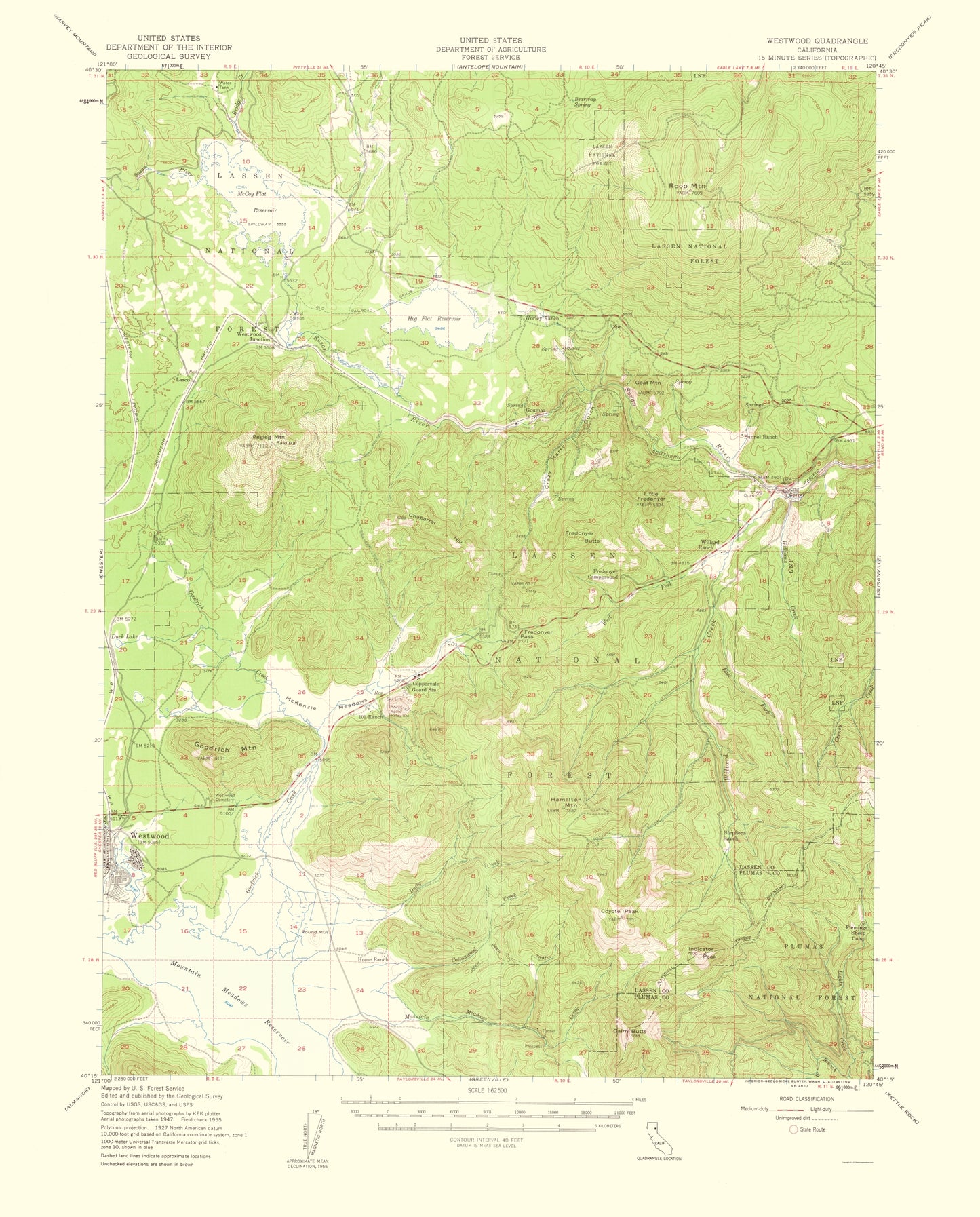 Topographical Map - Westwood California Quad - USGS 1956 - 23 x 28.55 - Vintage Wall Art