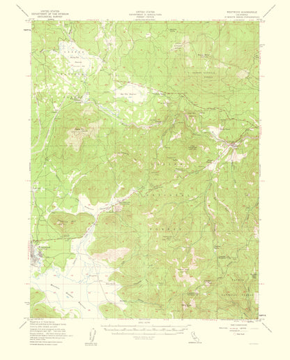 Topographical Map - Westwood California Quad - USGS 1956 - 23 x 28.55 - Vintage Wall Art