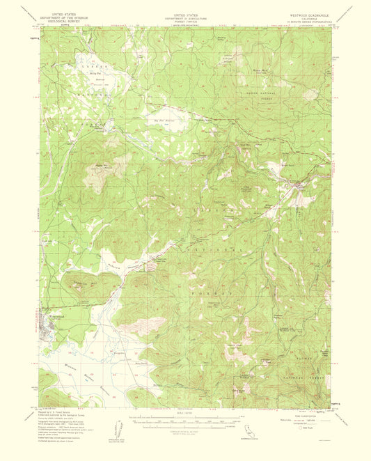 Topographical Map - Westwood California Quad - USGS 1956 - 23 x 28.55 - Vintage Wall Art