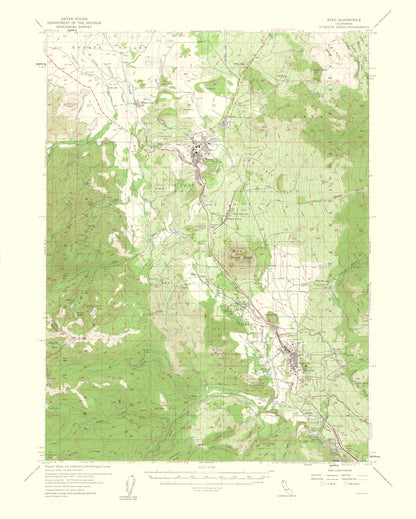 Topographical Map - Weed California Quad - USGS 1954 - 23 x 28.67 - Vintage Wall Art