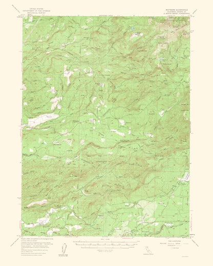 Topographical Map - Whitmore California Quad - USGS 1956 - 23 x 28.69 - Vintage Wall Art