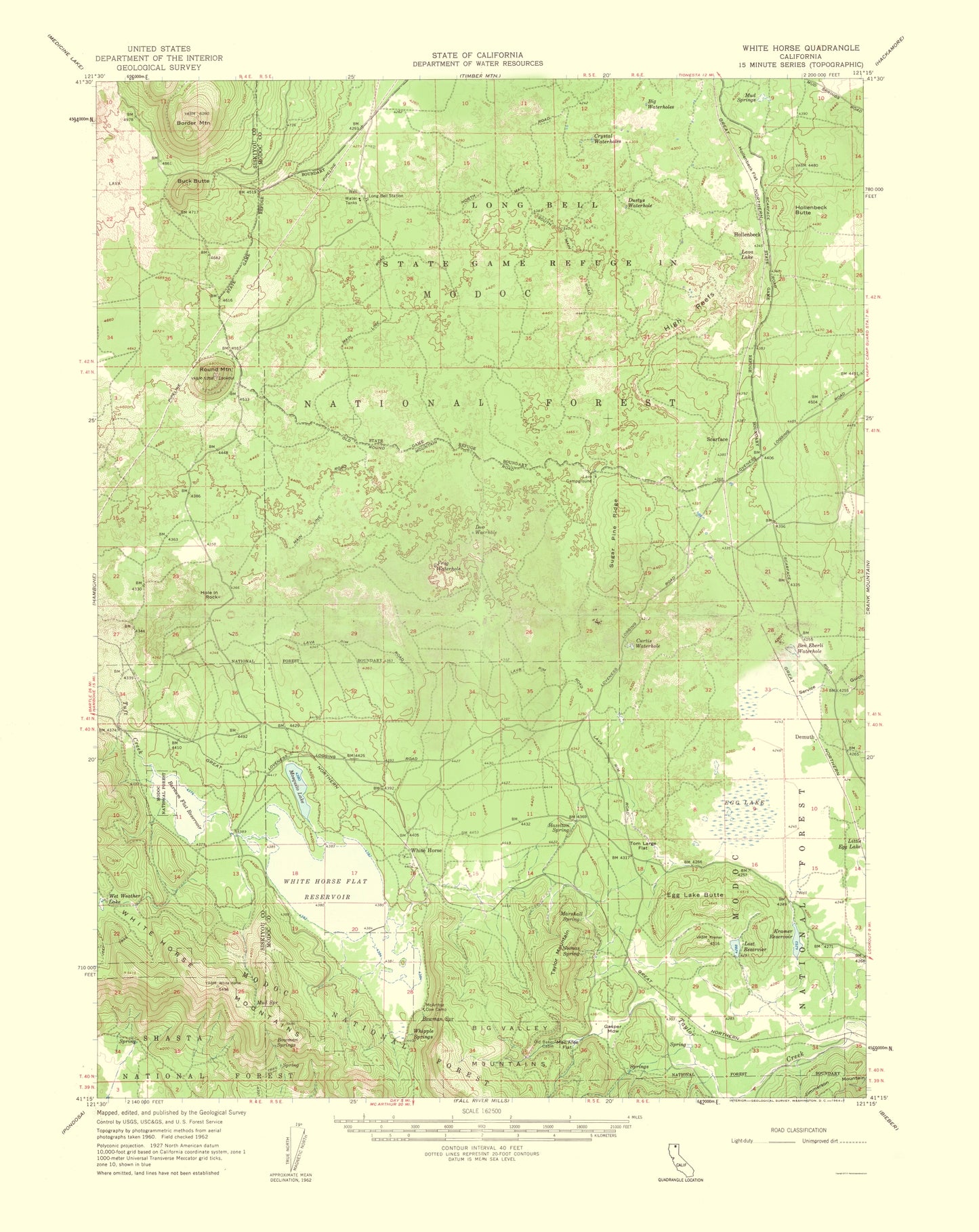 Topographical Map - White Horse California Quad - USGS 1956 - 23 x 28.93 - Vintage Wall Art