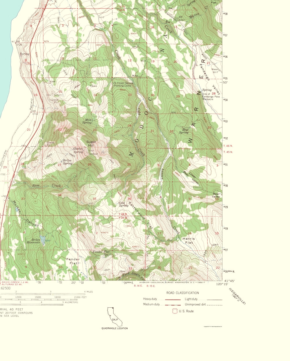 Topographical Map - Willow Ranch California Oregon Quad - USGS 1956 - 23 x 28.66 - Vintage Wall Art