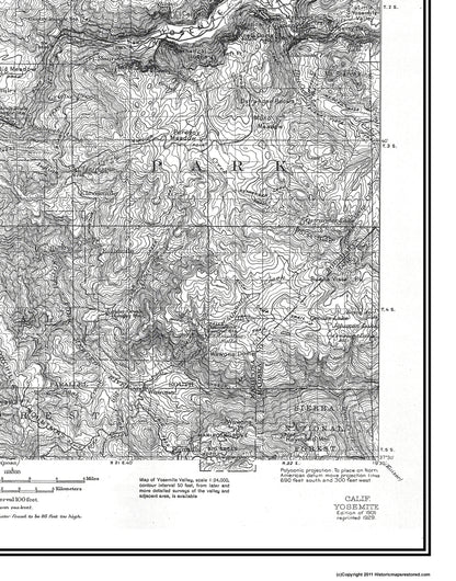 Topographical Map - Yosemite California Quad - USGS 1909 - 23 x 29.31 - Vintage Wall Art