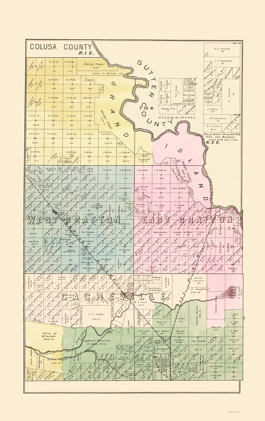 Historic County Map - Yolo Northeast County California - De Pue 1879 - 23 x 36.57 - Vintage Wall Art