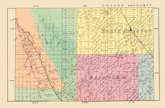 Historic County Map - Yolo Northwest County California - De Pue 1879 - 23 x 34.99 - Vintage Wall Art